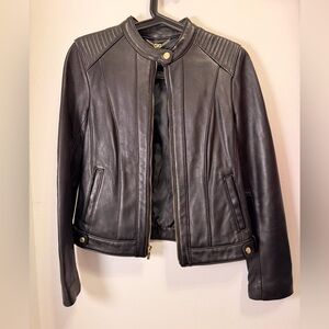 Cole Haan Genuine Lamb Black Leather Motor Jacket